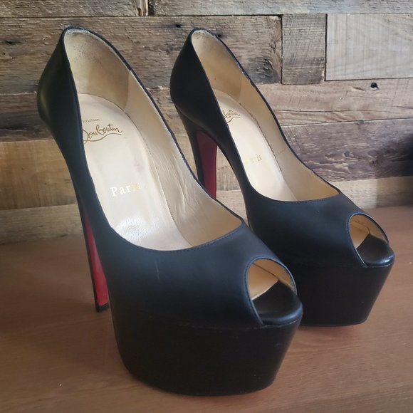 Authentic Christian Louboutin Highness Black Peep Toe Heels EU38 - Picture 7 of 8